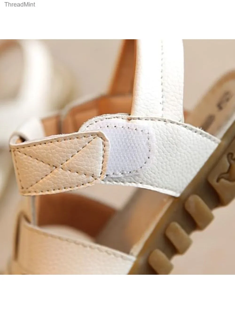 Toddler Closed Toe Sandals Lace Up Boys Girls Faux Leather Non-Slip Barefoot